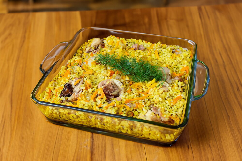 Bulgur with Chicken in the Oven