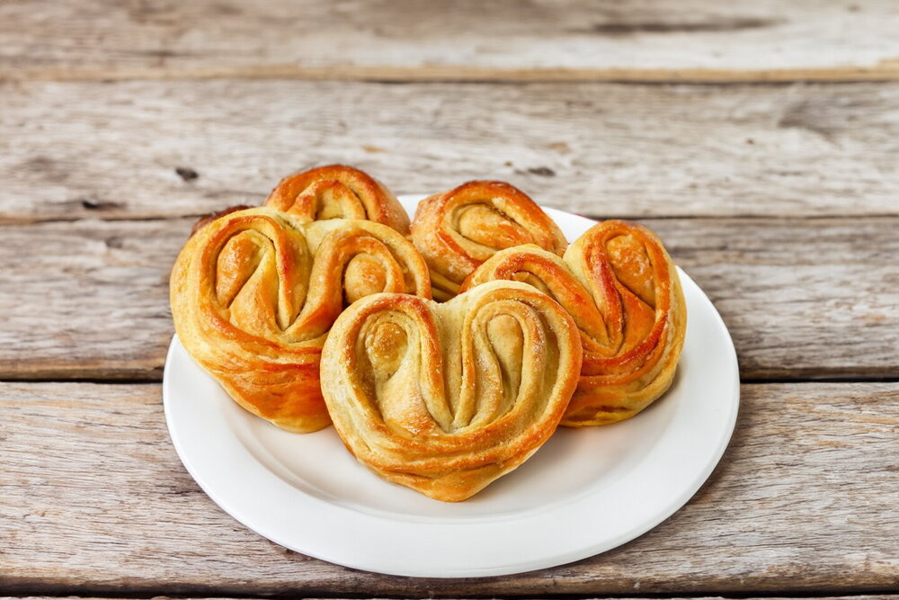 Sweet Heart-Shaped Buns with Sugar