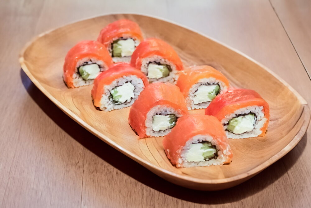 Rolls with Red Fish and Cucumber at Home