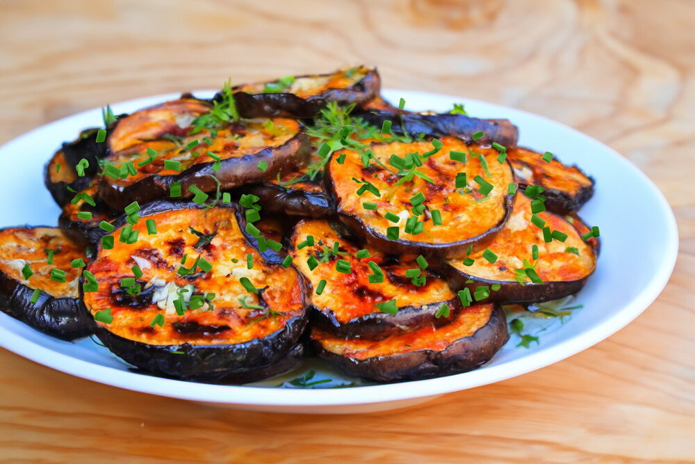 Grilled Eggplants on a Charcoal Rack