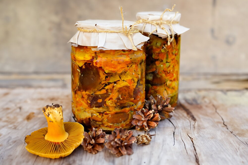 Fried Mushrooms with Onions and Carrots for Winter in Jars