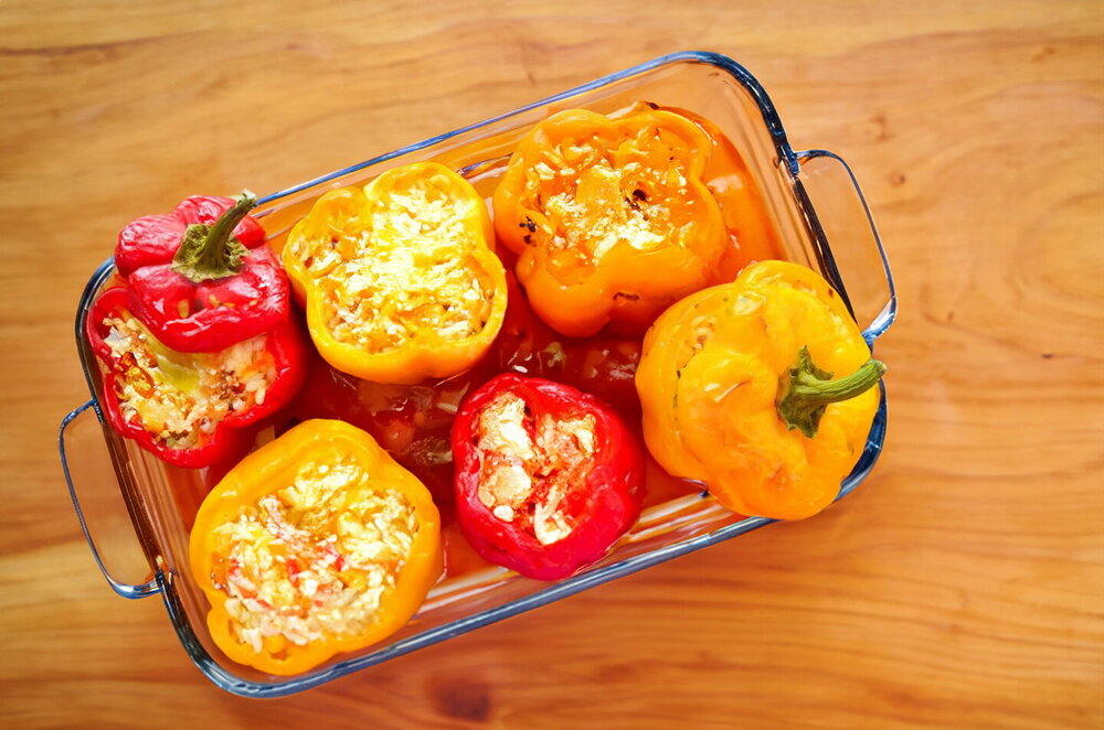 Stuffed Peppers with Rice and Vegetables in the Oven