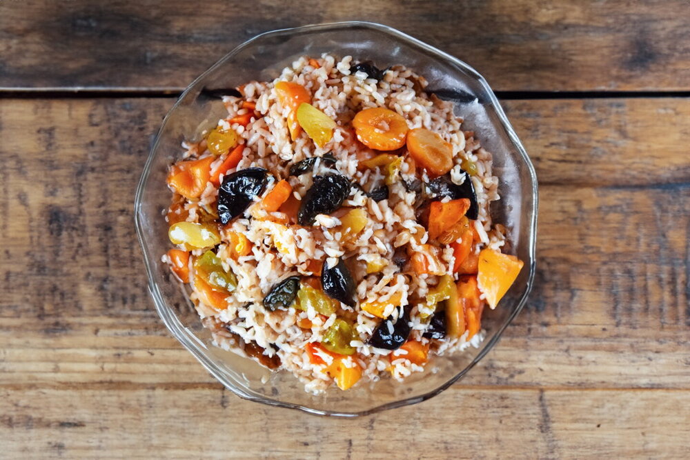 Sweet Pilaf with Raisins, Dried Apricots, and Other Dried Fruits