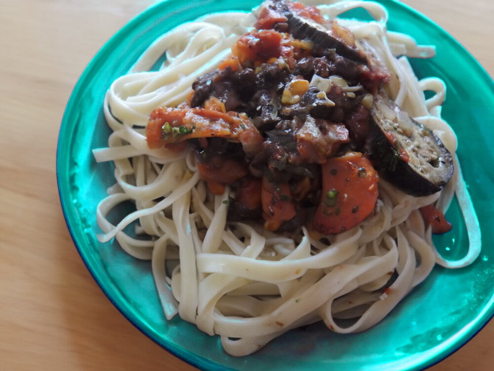 Baked Eggplants with Vegetables and Ground Beef