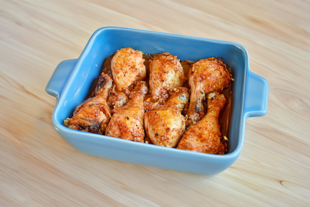 Chicken Drumsticks in Soy Sauce with Garlic, Honey, and Mustard