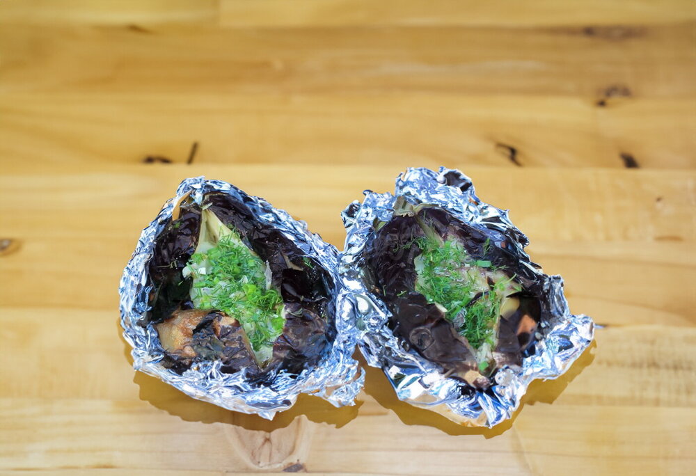 Eggplants in Foil over Charcoal