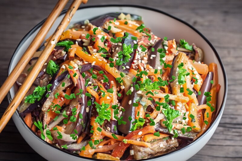 Marinated Eggplants with Garlic and Carrots for Winter