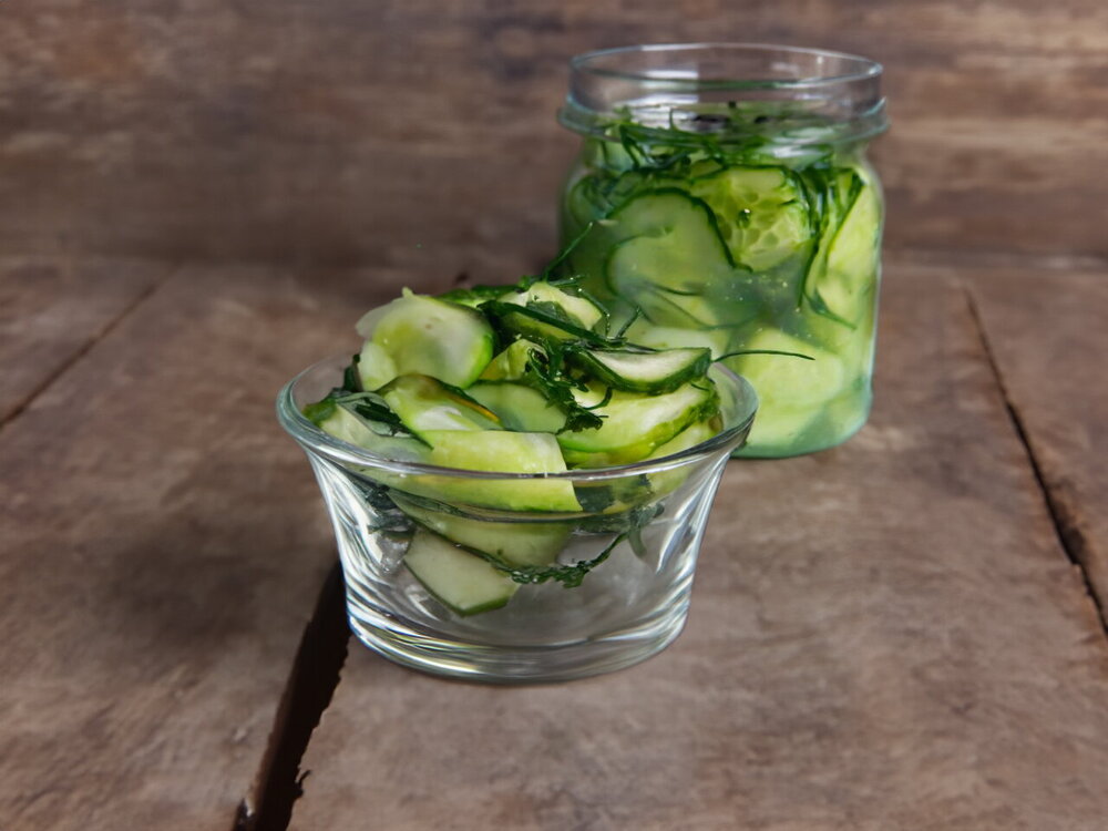 Cucumber Salad with Garlic, Dill, and Herbs for Winter