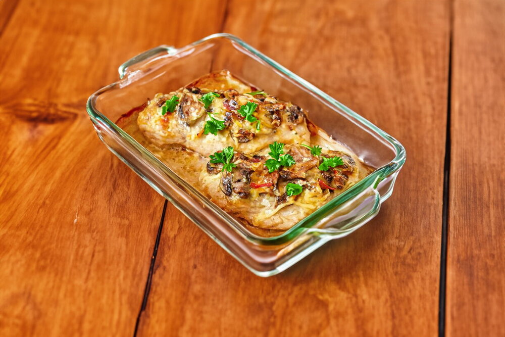 Baked Chicken Fillet with Mushrooms and Cheese