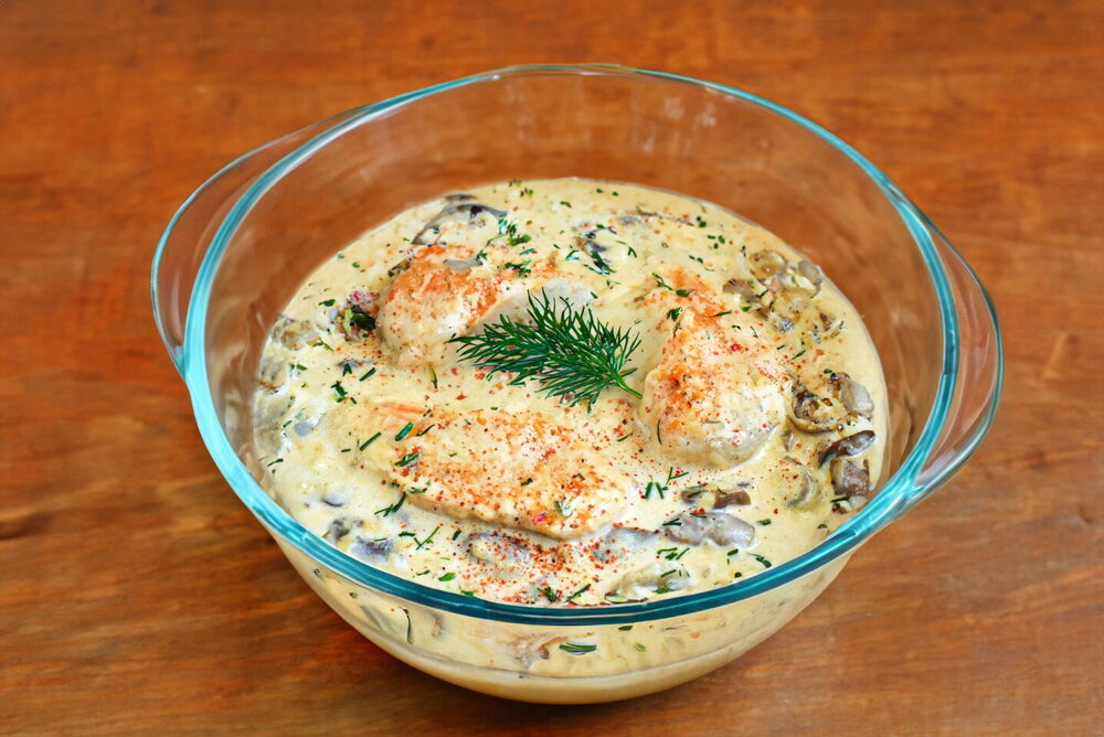 Chicken Breast with Mushrooms in Cream Sauce