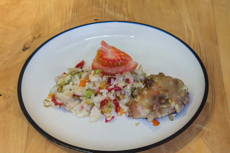 Rice with Duck and Vegetables in a Baking Sleeve