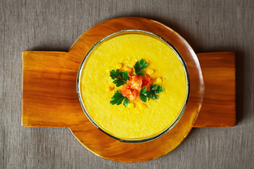 Corn Cream Soup with Shrimp