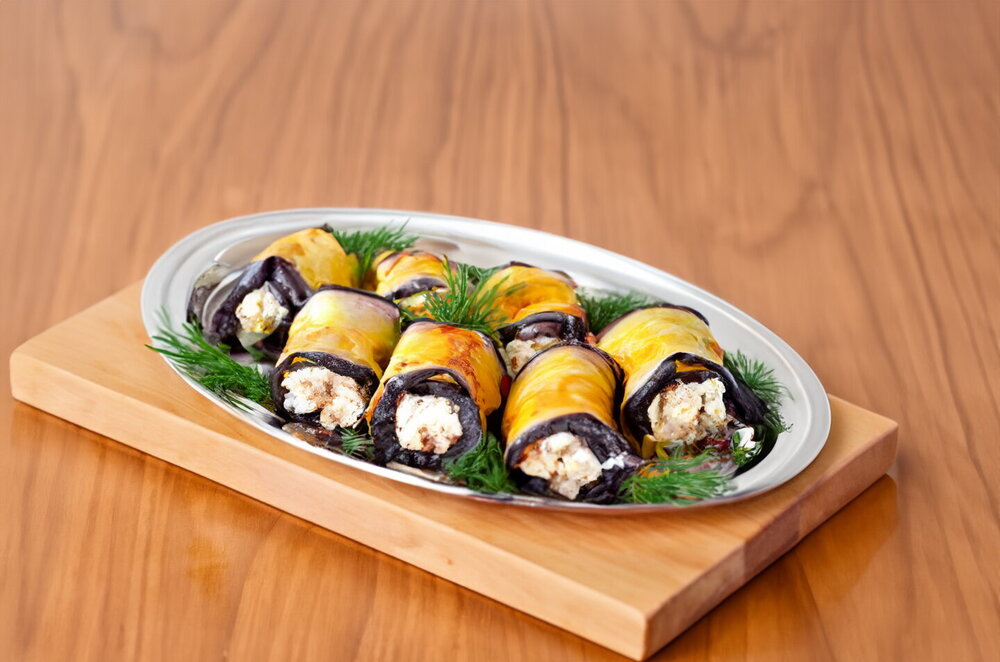Eggplant Rolls with Walnuts and Cheese