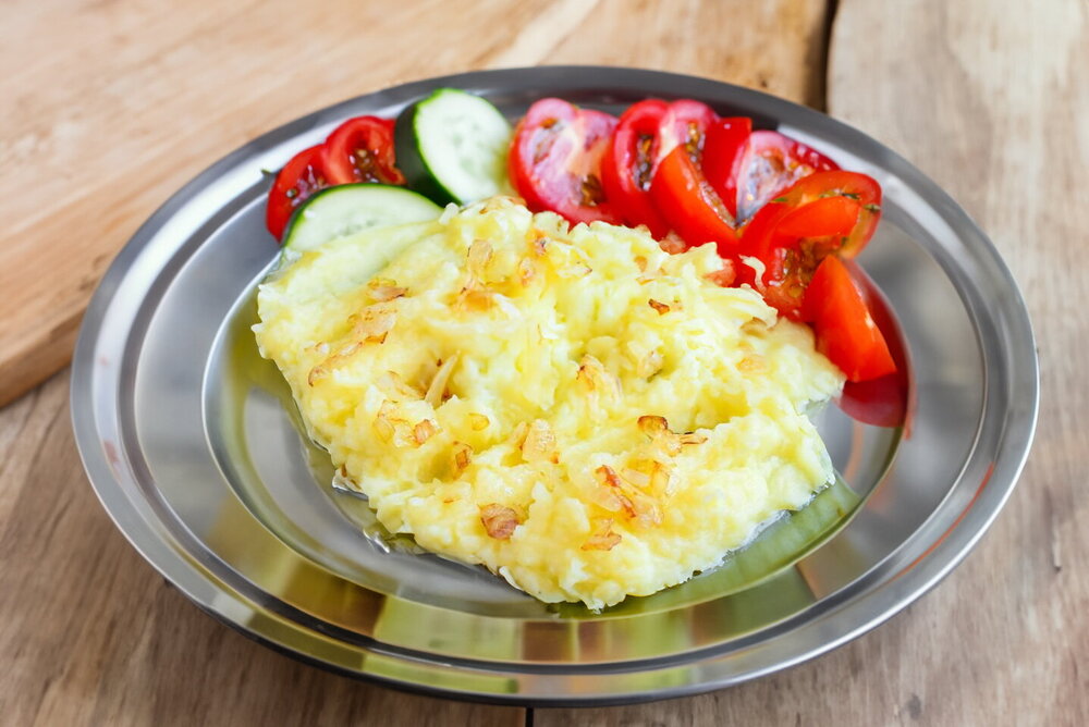 Mashed Potatoes with Fried Onions and Butter