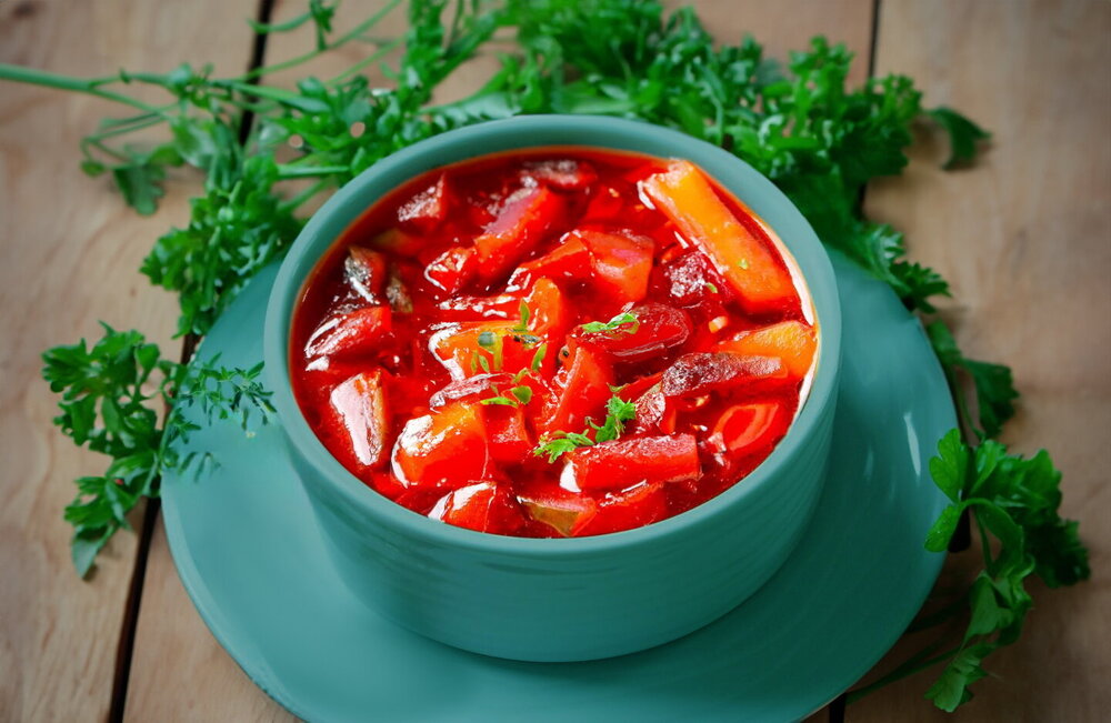 Beetroot Soup with Pickled Cucumbers