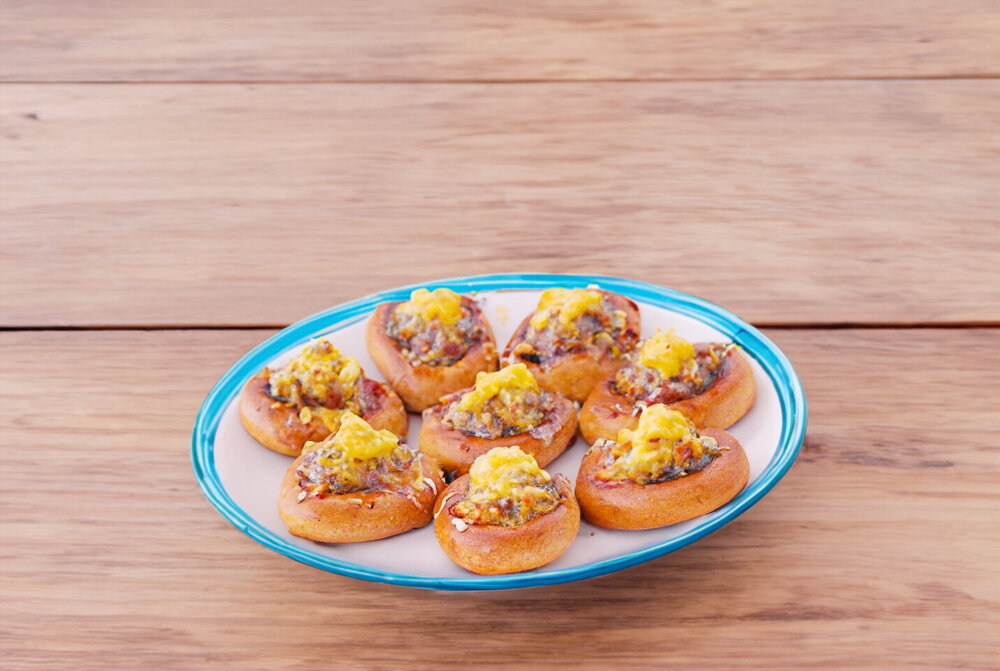 Stuffed Bagels with Meat in the Oven