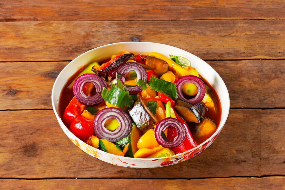 Vegetable Stew with Zucchini in a Cauldron on the Stove