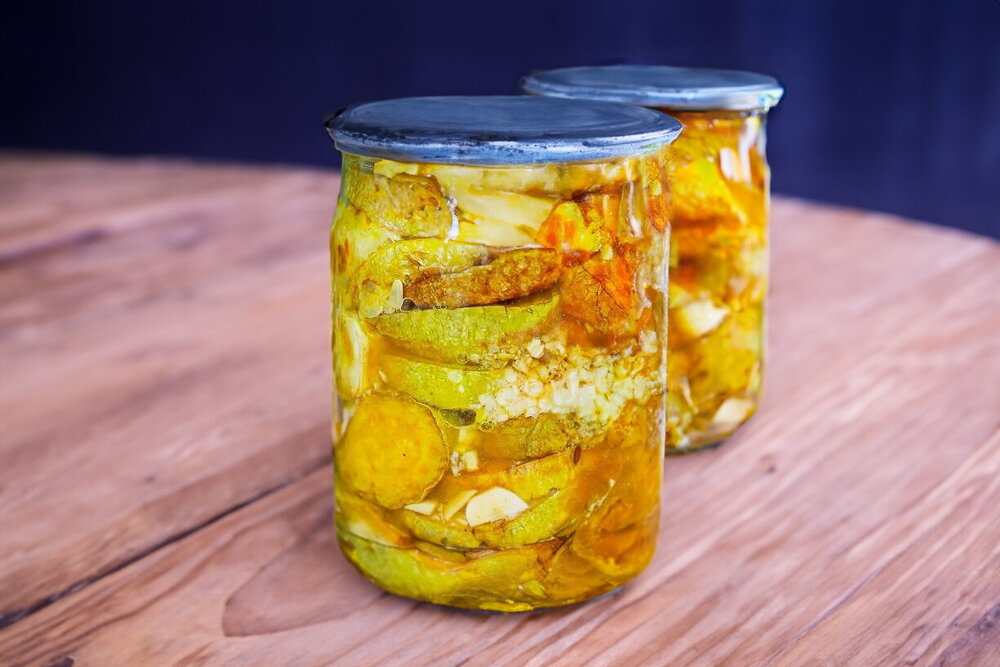 Fried Zucchini with Garlic for Winter in Jars