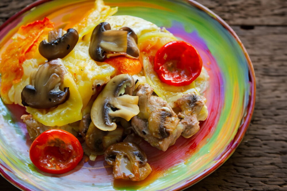 French-Style Meat with Potatoes and Mushrooms