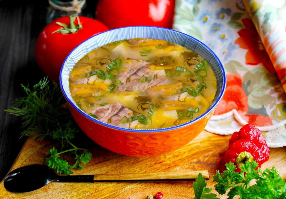 Beef Barley Pickle Soup with Salted Cucumbers