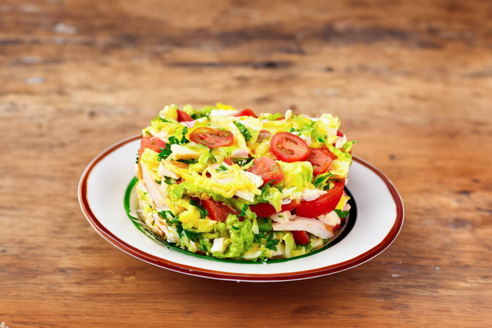 Salad with Smoked Chicken Breast and Napa Cabbage