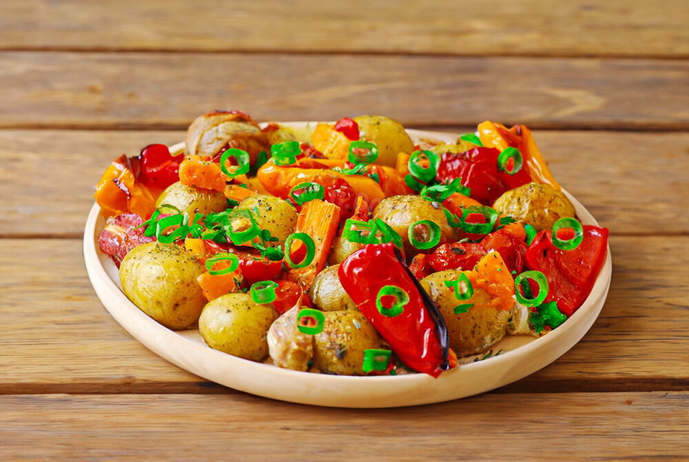 Roasted Potatoes with Vegetables in the Oven