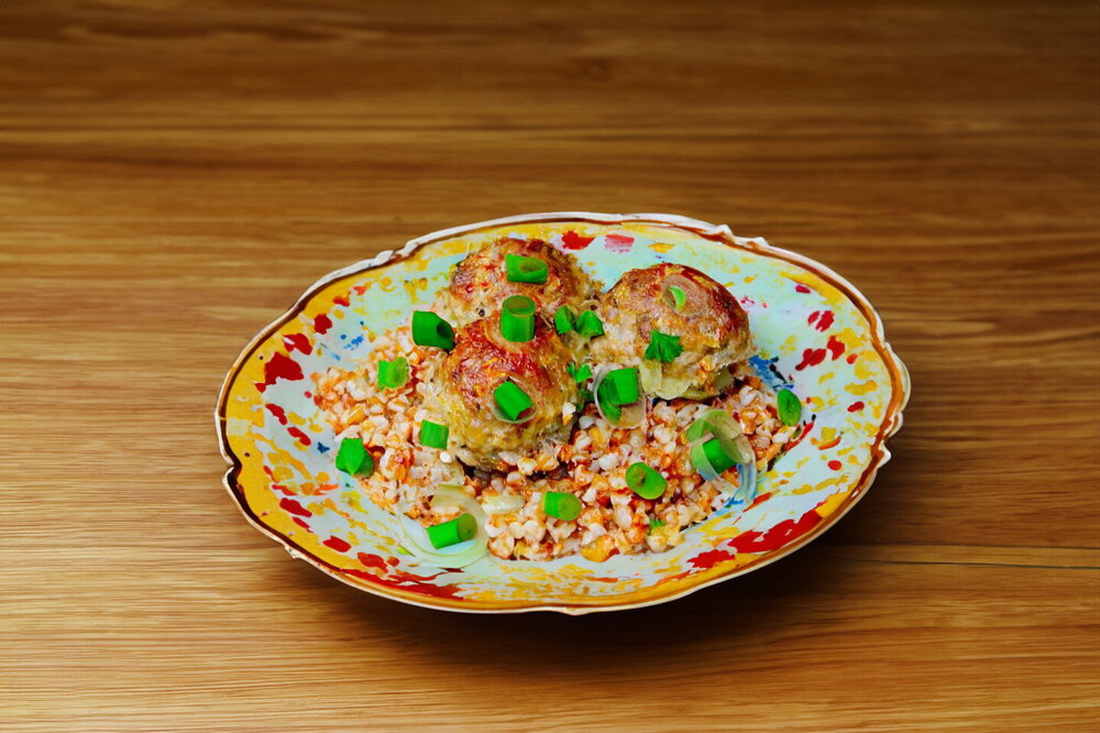 Buckwheat with Meatballs in the Oven