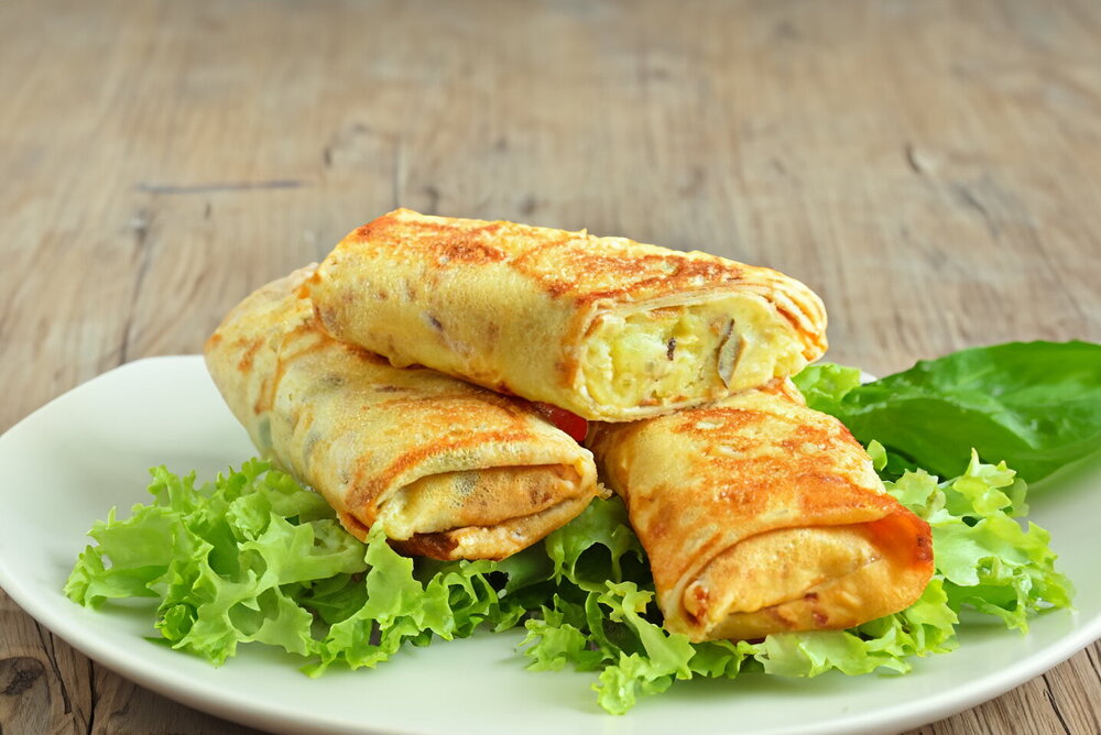 Crepes with Potato and Mushroom Filling