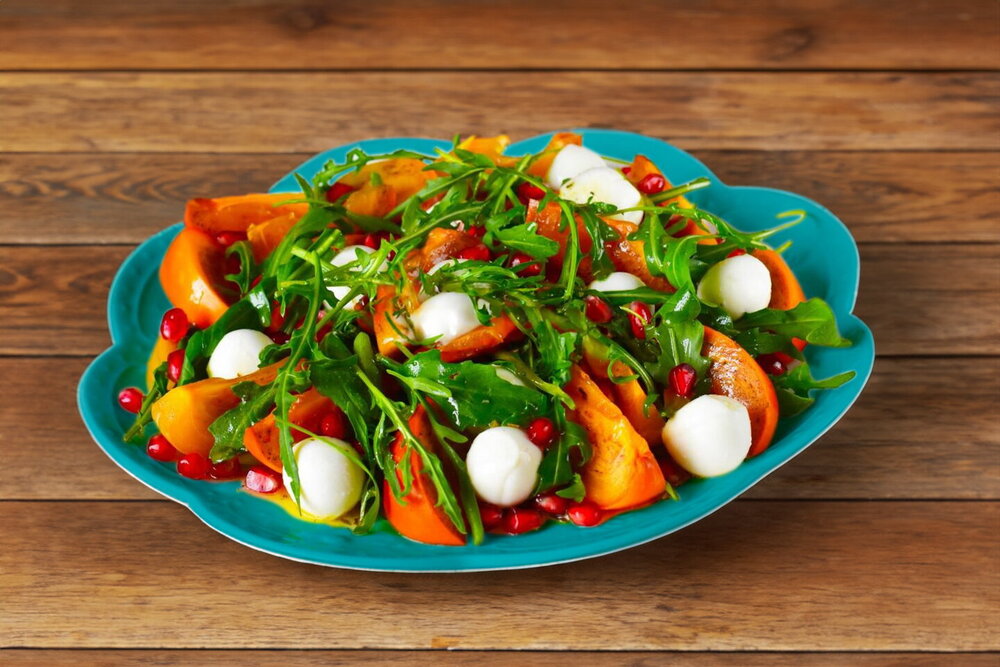 Persimmon, Cheese and Arugula Salad