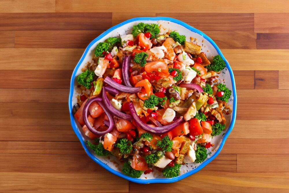 Salad with Smoked Chicken Breast, Beans and Croutons