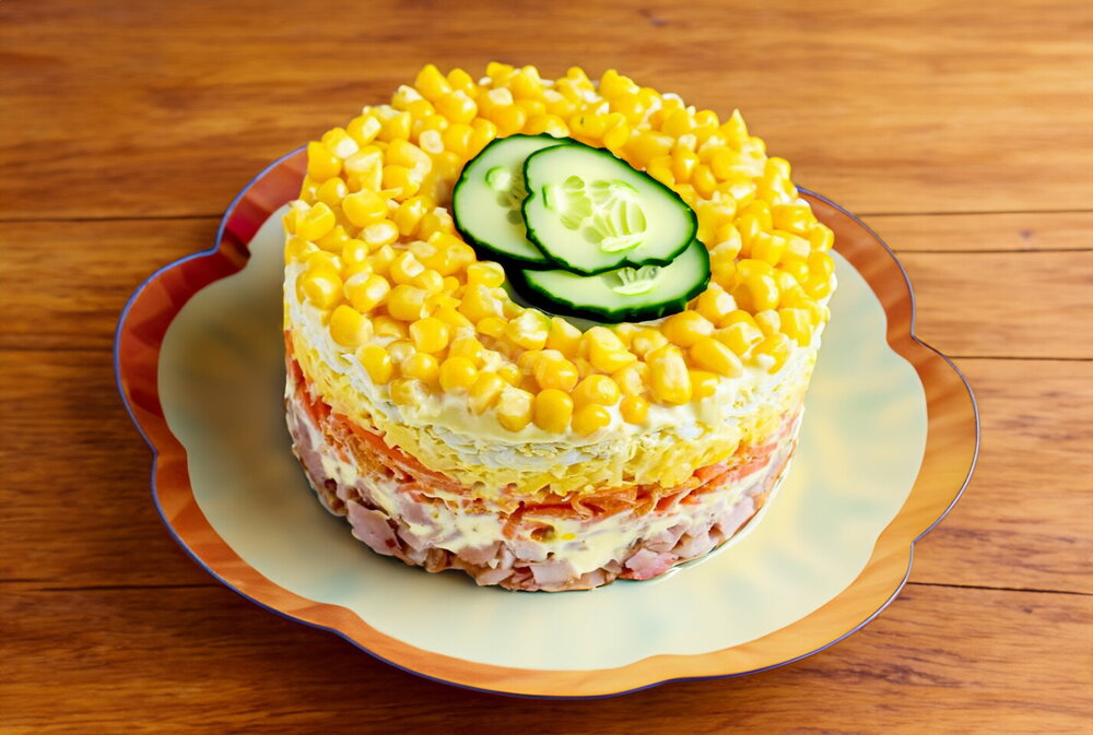 Salad with Smoked Chicken Breast and Korean Carrots