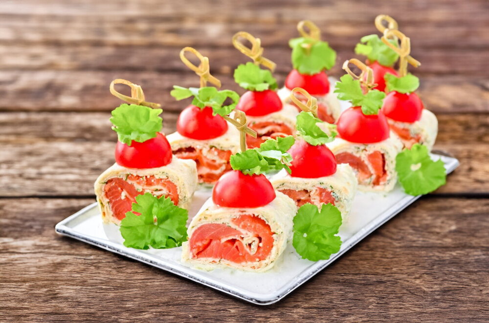 Lavash Rolls with Red Fish and Cheese