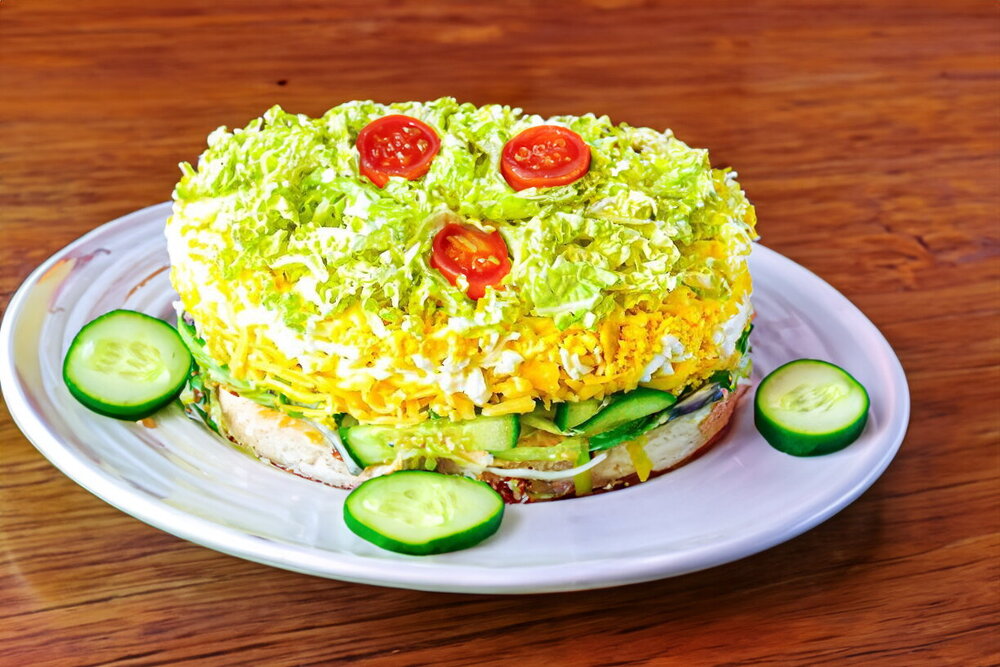Salad with Smoked Chicken Breast and Fresh Cucumber