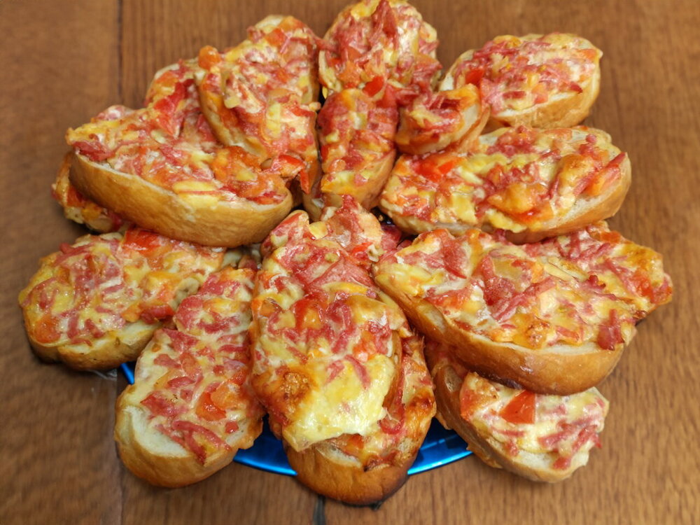 Irresistible Mini Pizzas on Baguette in the Oven