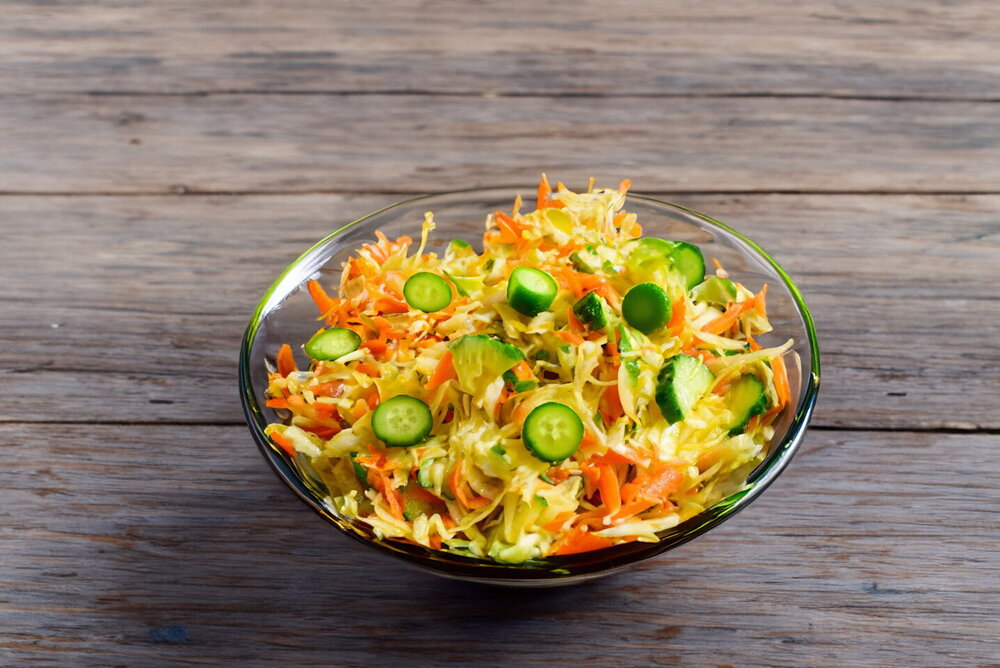 Fresh Cabbage, Carrot and Cucumber Salad