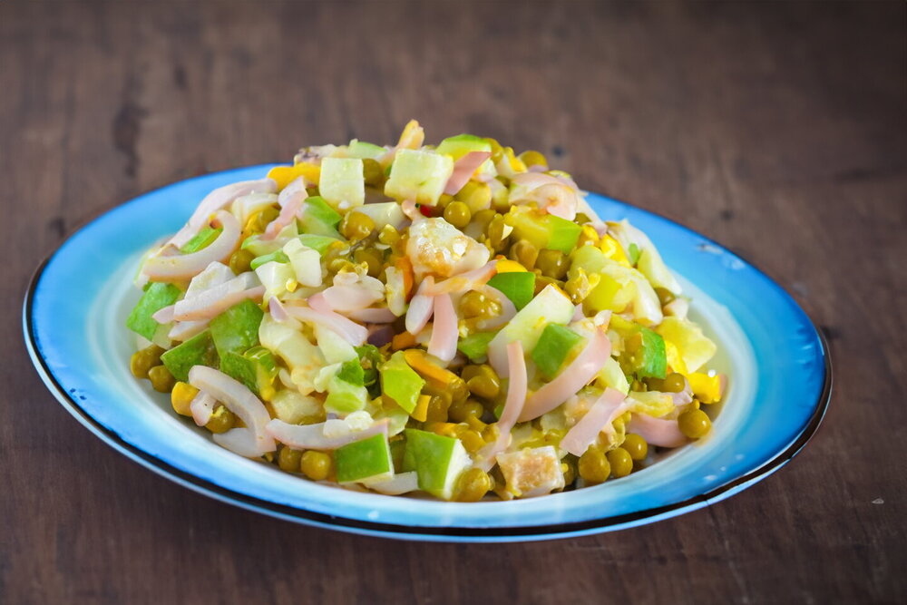 Salad with Squid, Apple and Egg