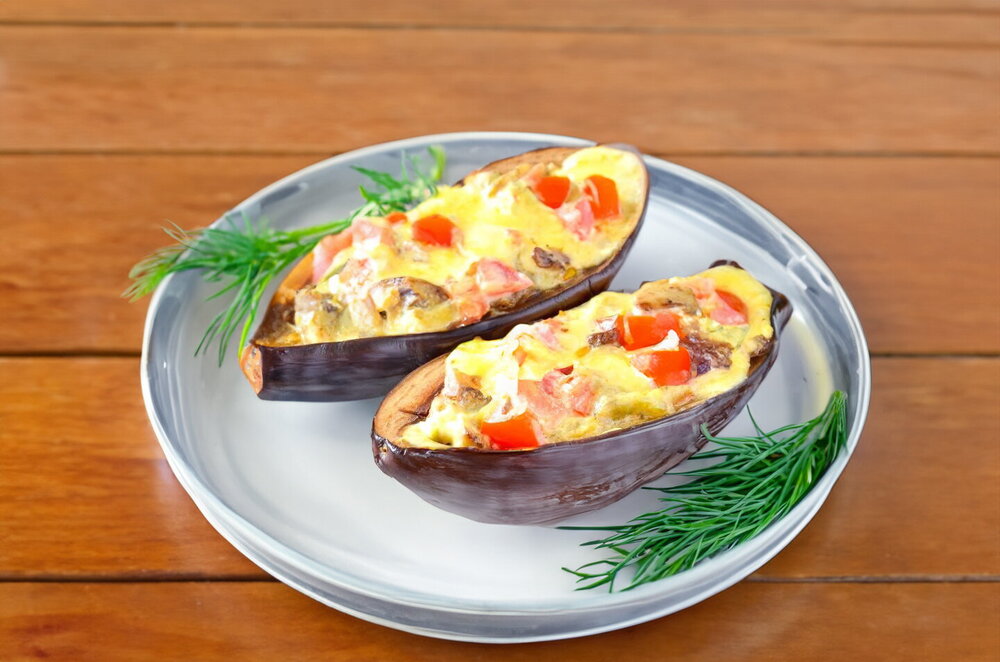 Whole Microwave Eggplant with Cheese