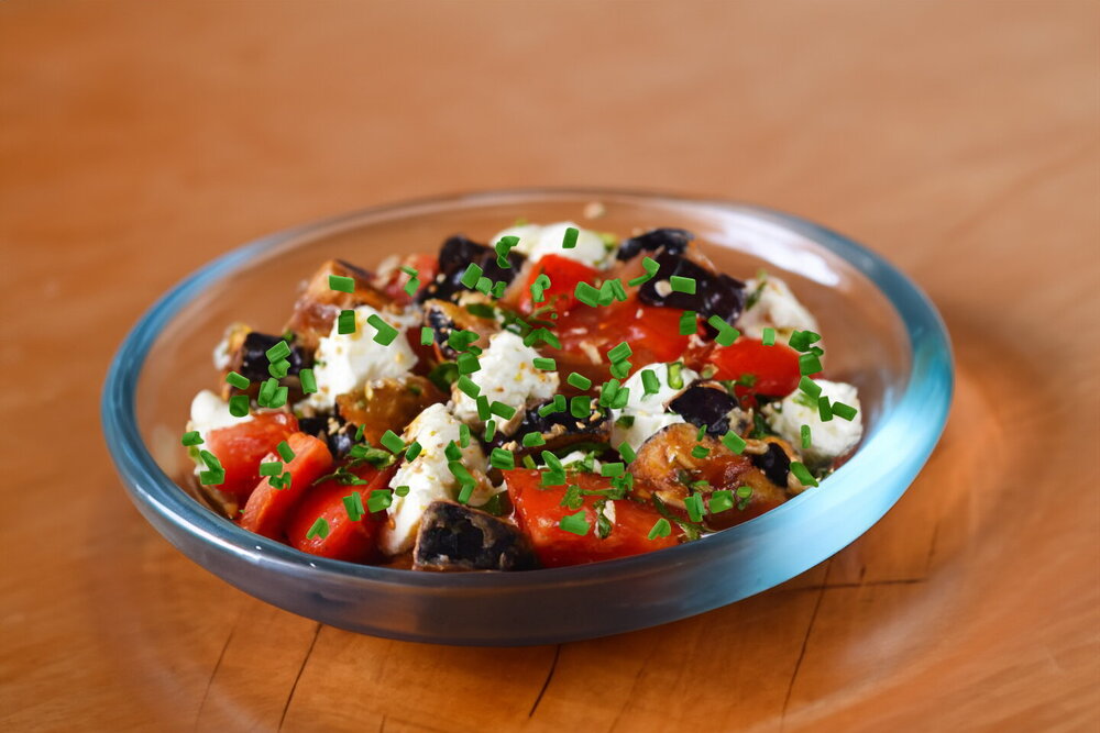 Georgian-Style Salad with Crispy Eggplant and Tomatoes