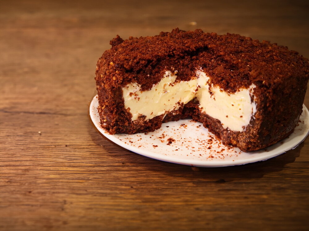 No-Bake Sour Cream Cake with Cookies and Starch Custard Cream