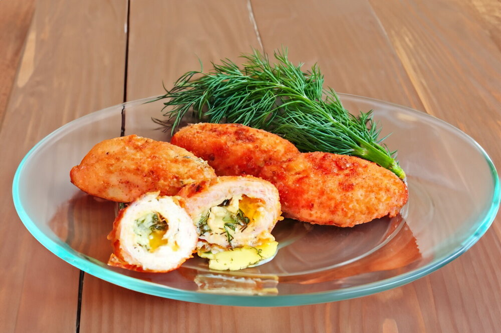 Oven-Baked Chicken Kyiv Cutlets with Cheese