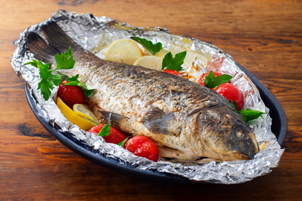 Whole Baked Carp in Foil