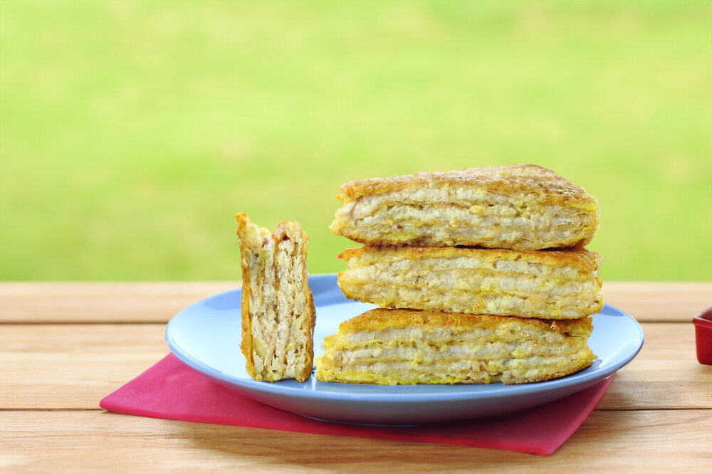 Waffle Sheets with Ground Meat in Batter (Pan-Fried)