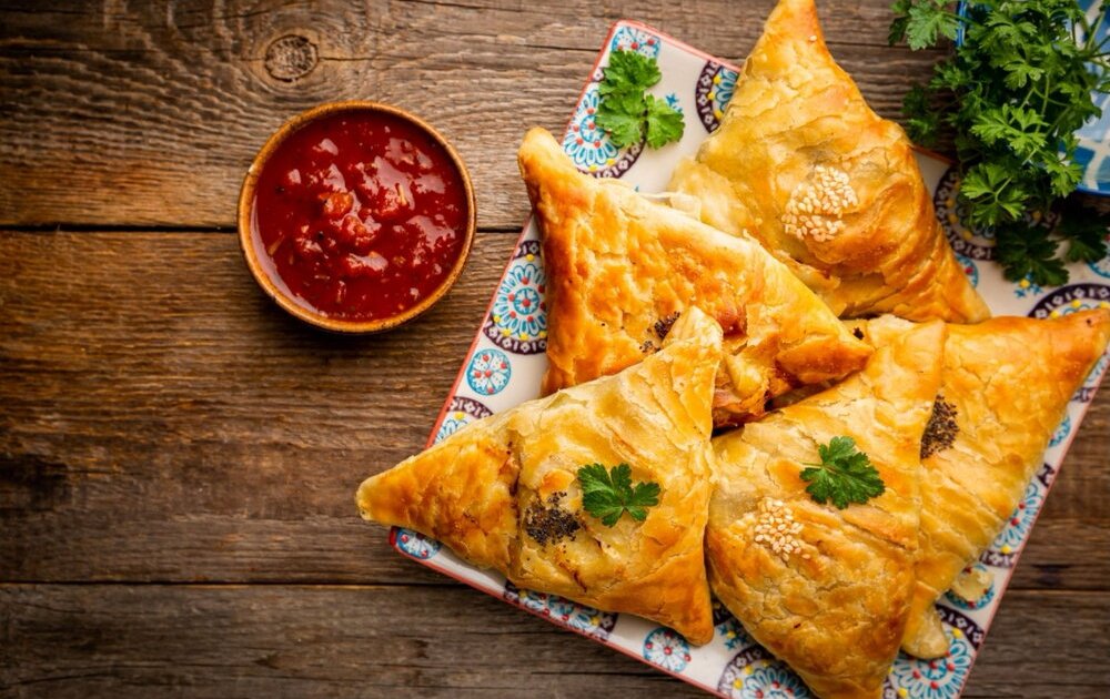 Meat Triangle Feta and greens filo triangles