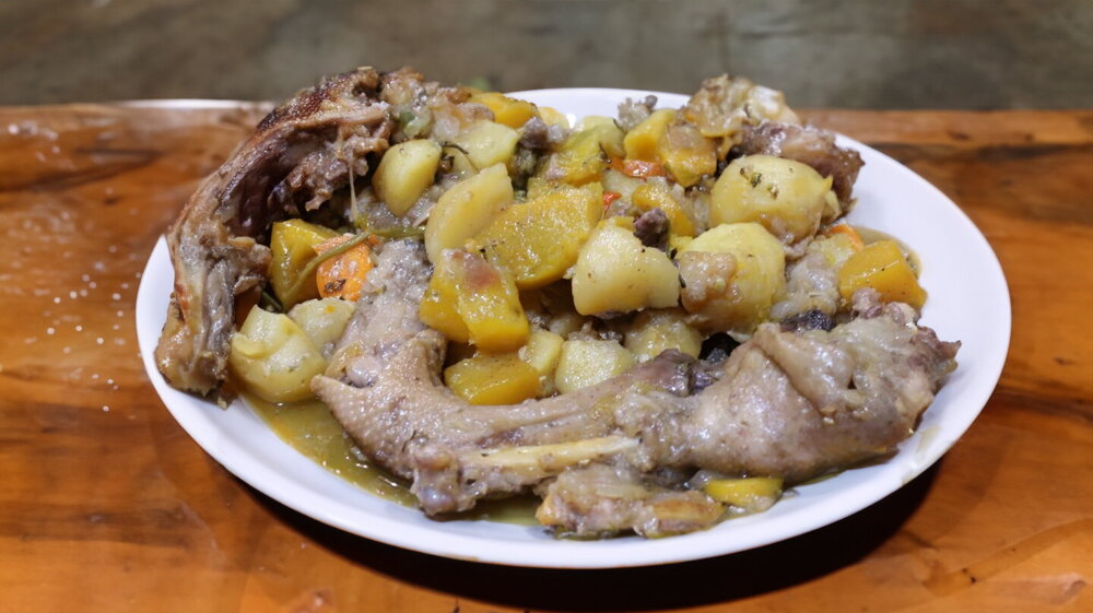 Goose Stewed with Vegetables and Fruit in a Kazan