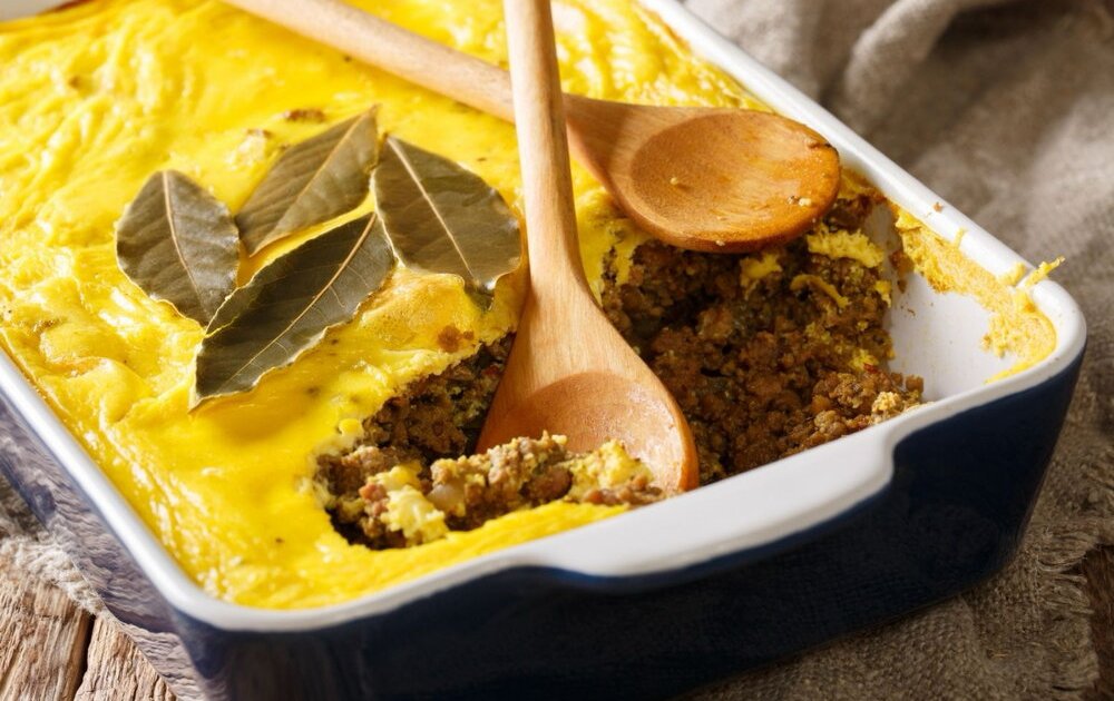 Bobotie - spiced meat and egg custard