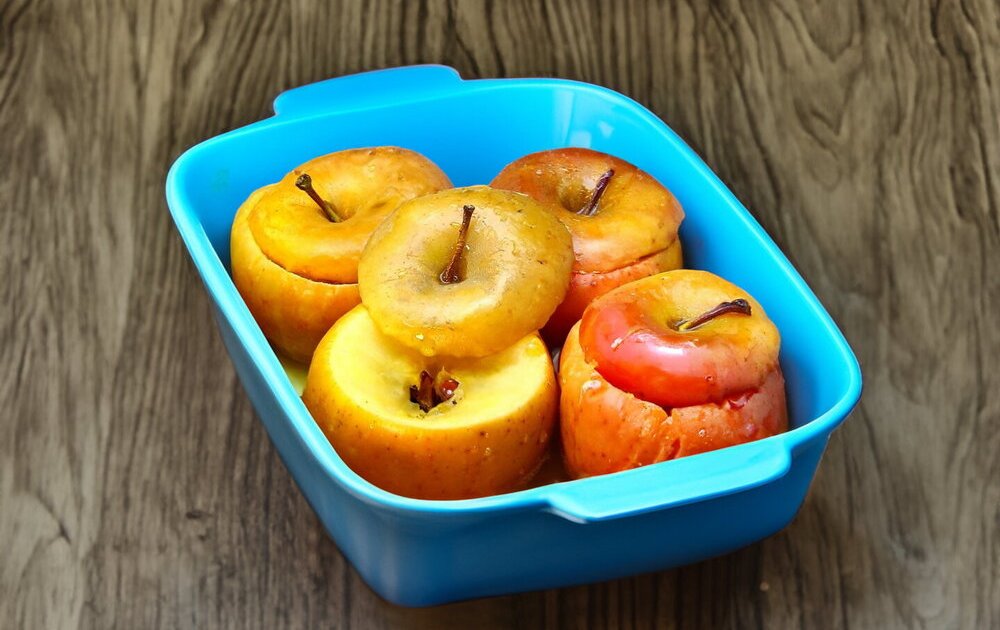 Whole Microwave-Baked Apples with Honey in Their Skins