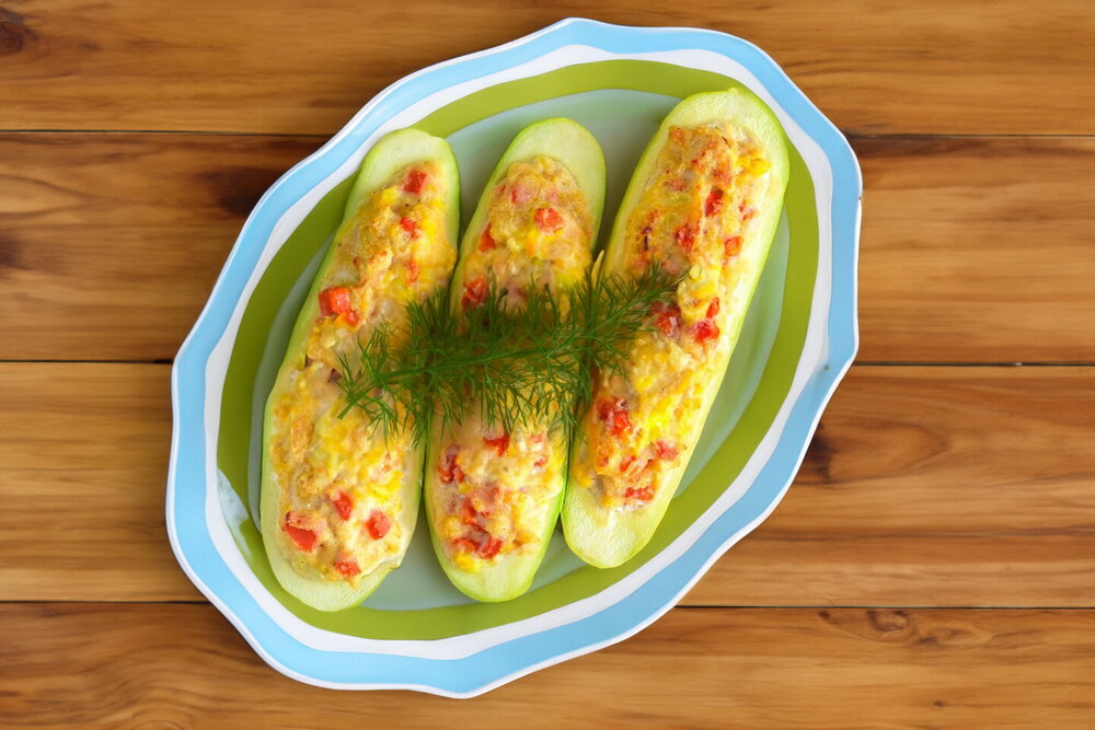 Zucchini with Ground Chicken in the Oven