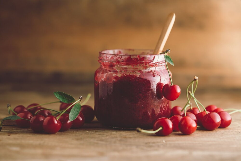 Cherry and hazelnut jam