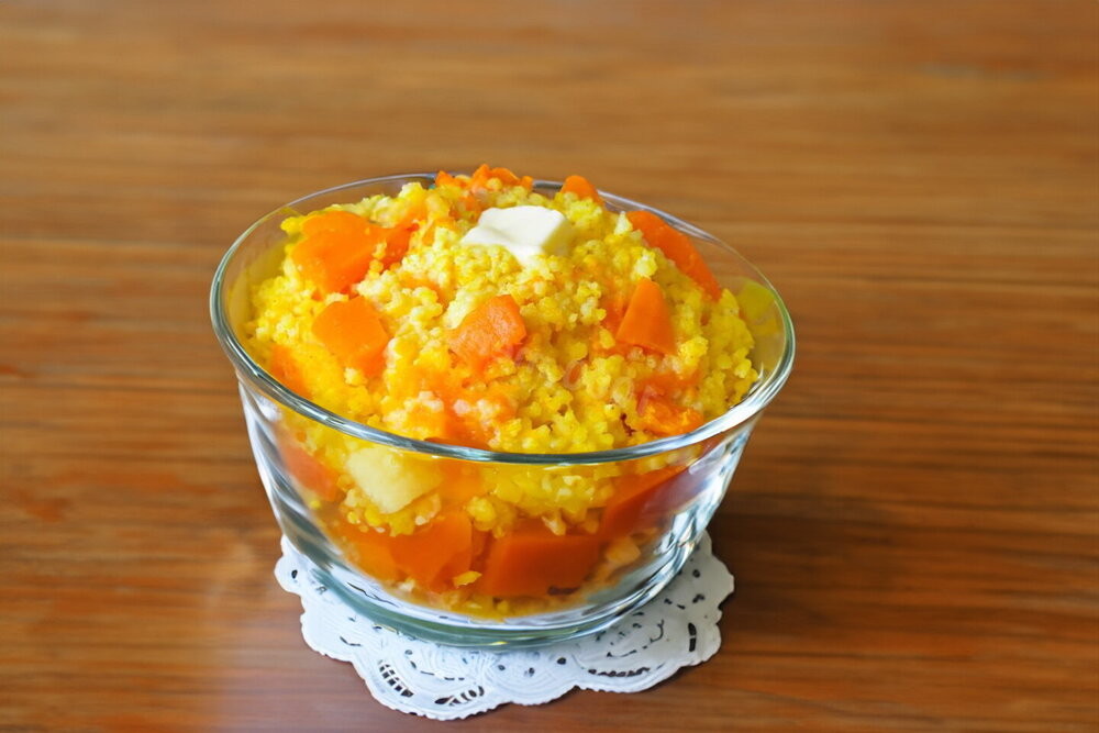 Millet Porridge with Pumpkin in Milk