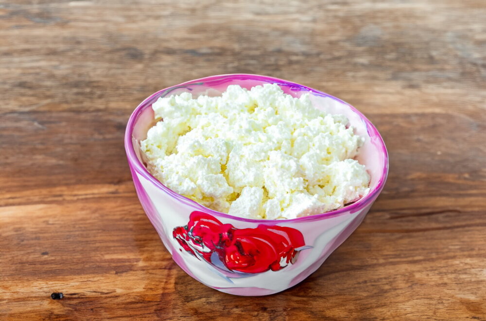 Curd Made from Kefir in a Skillet